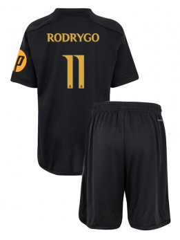 Real Madrid Rodrygo Goes #11 Ausweichtrikot für Kinder 2023-24 Kurzarm (+ Kurze Hosen)